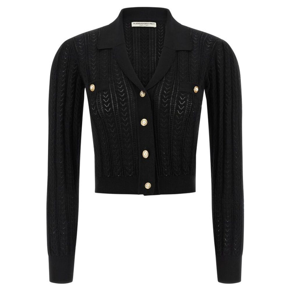 Alessandra Rich Black Cotton Women's Cardigan